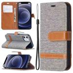 For iPhone 12 mini Color Matching Denim Texture Horizontal Flip Leather Case with Holder & Card Slots & Wallet & Lanyard(Grey)