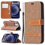 For iPhone 12 mini Color Matching Denim Texture Horizontal Flip Leather Case with Holder & Card Slots & Wallet & Lanyard(Brown)