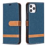 For iPhone 12 / 12 Pro Color Matching Denim Texture Horizontal Flip Leather Case with Holder & Card Slots & Wallet & Lanyard(Dark Blue)