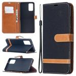 For Samsung Galaxy Note20 Color Matching Denim Texture Horizontal Flip Leather Case with Holder & Card Slots & Wallet & Lanyard(Black)