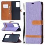 For Samsung Galaxy Note20 Ultra Color Matching Denim Texture Horizontal Flip Leather Case with Holder & Card Slots & Wallet & Lanyard(Purple)