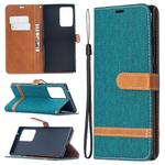 For Samsung Galaxy Note20 Ultra Color Matching Denim Texture Horizontal Flip Leather Case with Holder & Card Slots & Wallet & Lanyard(Green)