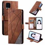 For Huawei P40 Lite Skin Feel Splicing Horizontal Flip Leather Case with Holder & Card Slots & Wallet & Photo Frame(Brown)