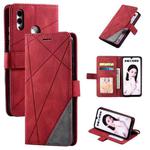 For Huawei Honor 10 Lite Skin Feel Splicing Horizontal Flip Leather Case with Holder & Card Slots & Wallet & Photo Frame(Red)