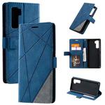For Huawei nova 7 SE Skin Feel Splicing Horizontal Flip Leather Case with Holder & Card Slots & Wallet & Photo Frame(Blue)