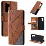 For Huawei nova 7 SE Skin Feel Splicing Horizontal Flip Leather Case with Holder & Card Slots & Wallet & Photo Frame(Brown)