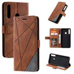 For Huawei P40 Lite E / Y7p / Honor 9C Skin Feel Splicing Horizontal Flip Leather Case with Holder & Card Slots & Wallet & Photo Frame(Brown)