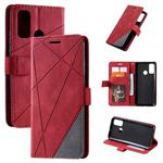 For Huawei P smart 2020 Skin Feel Splicing Horizontal Flip Leather Case with Holder & Card Slots & Wallet & Photo Frame(Red)