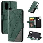 For Huawei P smart 2020 Skin Feel Splicing Horizontal Flip Leather Case with Holder & Card Slots & Wallet & Photo Frame(Green)
