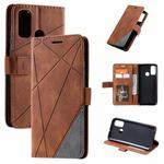 For Huawei P smart 2020 Skin Feel Splicing Horizontal Flip Leather Case with Holder & Card Slots & Wallet & Photo Frame(Brown)