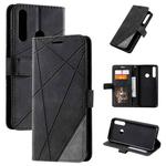 For Huawei Y6p Skin Feel Splicing Horizontal Flip Leather Case with Holder & Card Slots & Wallet & Photo Frame(Black)