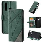 For Huawei Y6p Skin Feel Splicing Horizontal Flip Leather Case with Holder & Card Slots & Wallet & Photo Frame(Green)