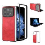 For Xiaomi Mix Fold 4 Black Edge Two-color Calf Texture PU Phone Case(Red)