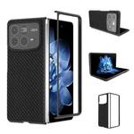 For Xiaomi Mix Fold 4 Black Frame Carbon Fiber Texture PU Phone Case(Black)