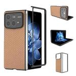 For Xiaomi Mix Fold 4 Black Frame Carbon Fiber Texture PU Phone Case(Gold)