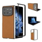 For Xiaomi Mix Fold 4 Black Frame Carbon Fiber Texture PU Phone Case(Brown)