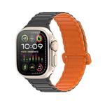 For Apple Watch SE 2023 44mm DUX DUCIS KJ Series Magnetic Buckle Silicone Watch Band(Black Orange)