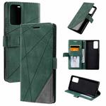 For Samsung Galaxy Note20 Skin Feel Splicing Horizontal Flip Leather Case with Holder & Card Slots & Wallet & Photo Frame(Green)