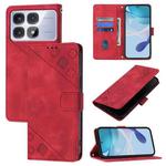 For Redmi K70 Ultra 5G Global Skin-feel Embossed Leather Phone Case(Red)