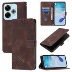 For Redmi 13 4G Skin-feel Embossed Leather Phone Case(Brown)