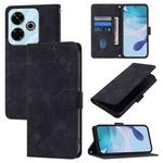 For Redmi 13 4G Skin-feel Embossed Leather Phone Case(Black)