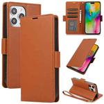 For iPhone 11 Pro Max Side Buckle RFID Anti-theft Leather Phone Case(Brown)