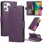 For iPhone 13 Pro Max Side Buckle RFID Anti-theft Leather Phone Case(Dark Purple)