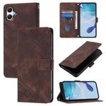 For Samsung Galaxy A07 4G Skin-feel Embossed Leather Phone Case(Brown)