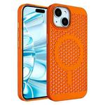 For iPhone 16 Plus Ice Feeling Cooling MagSafe Magnetic Phone Case(Orange)