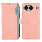 For OnePlus Nord 4 ABEEL Color Block Magnetic RFID Leather Phone Case(Pink-Cyan)