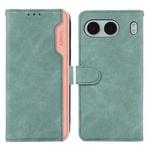 For OnePlus Nord 4 ABEEL Color Block Magnetic RFID Leather Phone Case(Cyan-Pink)