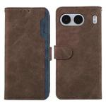 For OnePlus Nord 4 ABEEL Color Block Magnetic RFID Leather Phone Case(Brown-Blue)