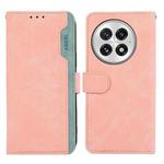 For OnePlus 13 ABEEL Color Block Magnetic RFID Leather Phone Case(Pink-Cyan)