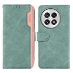 For OnePlus 13 ABEEL Color Block Magnetic RFID Leather Phone Case(Cyan-Pink)