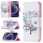 For iPhone 12 mini Colored Drawing Pattern Horizontal Flip Leather Case with Holder & Card Slots & Wallet(Tree)