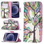 For iPhone 12 mini Colored Drawing Pattern Horizontal Flip Leather Case with Holder & Card Slots & Wallet(Tree of Life)