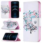 For iPhone 12 Pro Max Colored Drawing Pattern Horizontal Flip Leather Case with Holder & Card Slots & Wallet(Tree)
