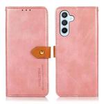 For Samsung Galaxy A17 5G KHAZNEH Dual-color Cowhide Texture Flip Leather Phone Case(Rose Gold)