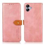 For Samsung Galaxy A07 5G KHAZNEH Dual-color Cowhide Texture Flip Leather Phone Case(Rose Gold)