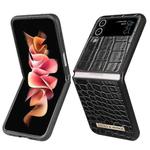 For Samsung Galaxy Z Flip4 VIETAO Crocodile Texture PU Leather Phone Case(Black)