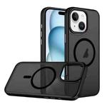 For iPhone 15 Plus Skin Feel Frosted MagSafe Magnetic Phone Case(Transparent Black)