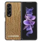 For Samsung Galaxy Z Fold4 VIETAO Crocodile Texture PU Leather Phone Case(Brown)