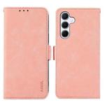 For Samsung Galaxy A17 5G ABEEL Frosted Magnetic RFID Leather Phone Case(Pink)