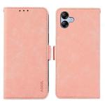 For Samsung Galaxy A07 5G ABEEL Frosted Magnetic RFID Leather Phone Case(Pink)