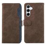 For Samsung Galaxy A17 5G ABEEL Color Block Magnetic RFID Leather Phone Case(Brown-Blue)