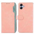 For Samsung Galaxy A07 5G ABEEL Color Block Magnetic RFID Leather Phone Case(Pink-Cyan)