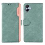 For Samsung Galaxy A07 5G ABEEL Color Block Magnetic RFID Leather Phone Case(Cyan-Pink)