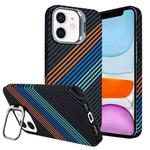 For iPhone 11 Carbon Fiber Lens Holder Phone Case(Black)