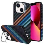 For iPhone 13 Carbon Fiber Lens Holder Phone Case(Black)