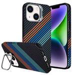 For iPhone 14 Plus Carbon Fiber Lens Holder Phone Case(Black)